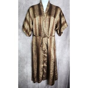 California Dynasty 1X Leopard Print‎ Kimono Robe Lounge Sleep Wear Plus Size